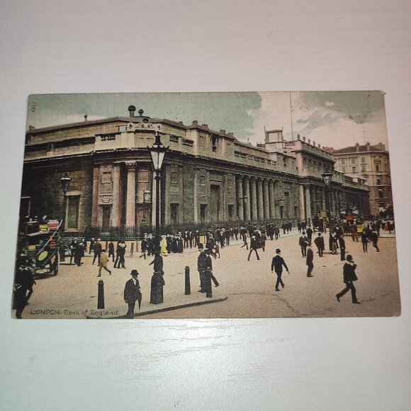 Antique Postcard 1916 London Bank of England Collectible Vintage Lively Academia - Picture 1 of 7